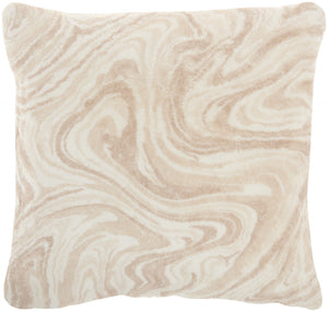 Cream Marble Patterned Throw Pillow