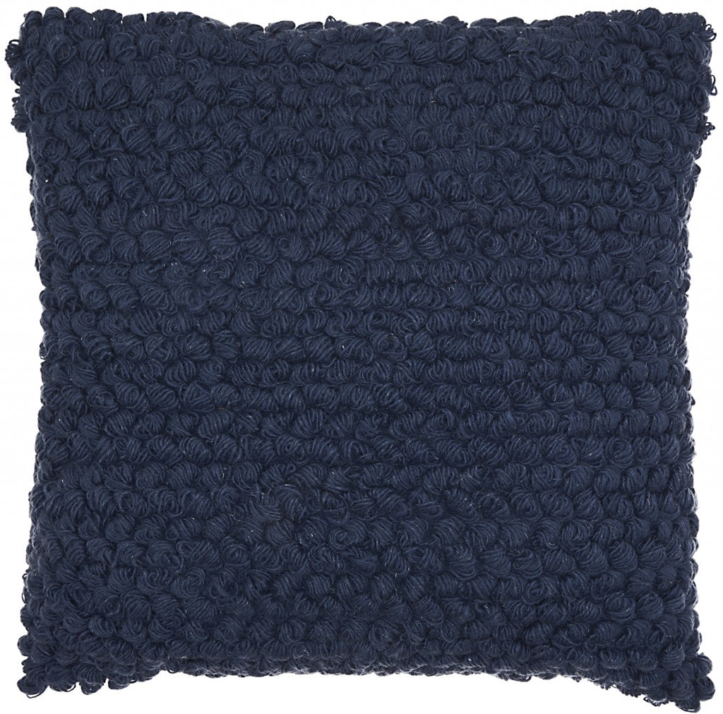 Dark Blue Knotted Detail Throw Pillow