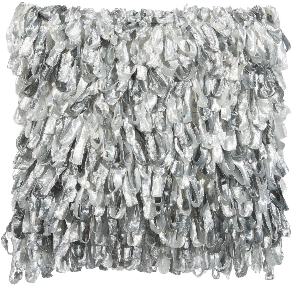 Shiny Gray Shaggy Throw Pillow - 99fab 