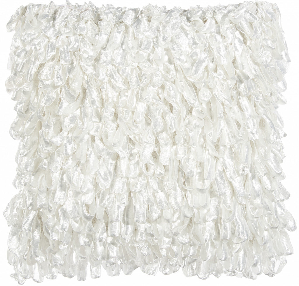 Shiny White Shaggy Throw Pillow - 99fab 