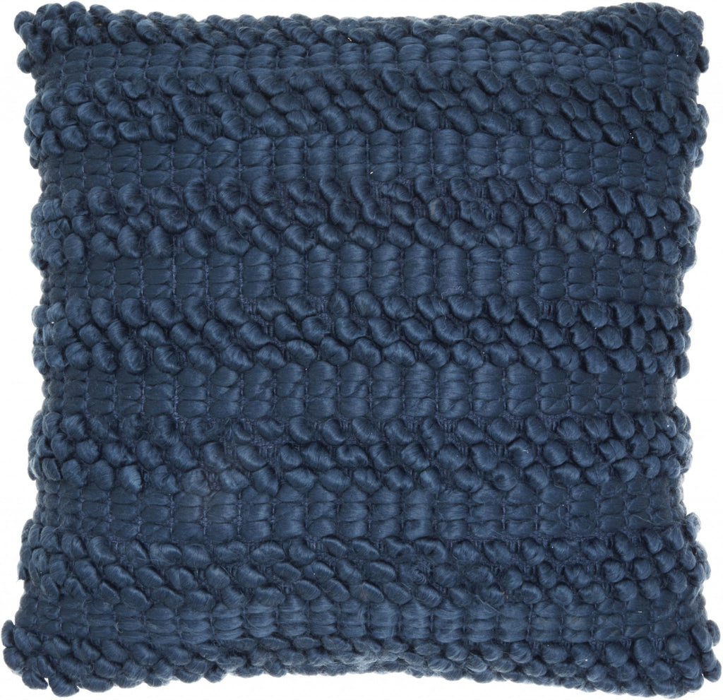 Xl Dark Blue Pom-Pom Detailed Throw Pillow - 99fab 