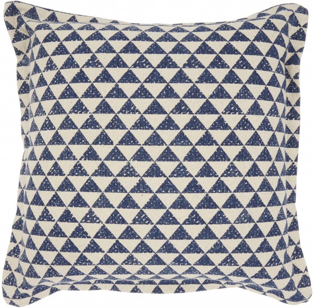 Indigo And Ivory Triangle Design Throw Pillow - 99fab 