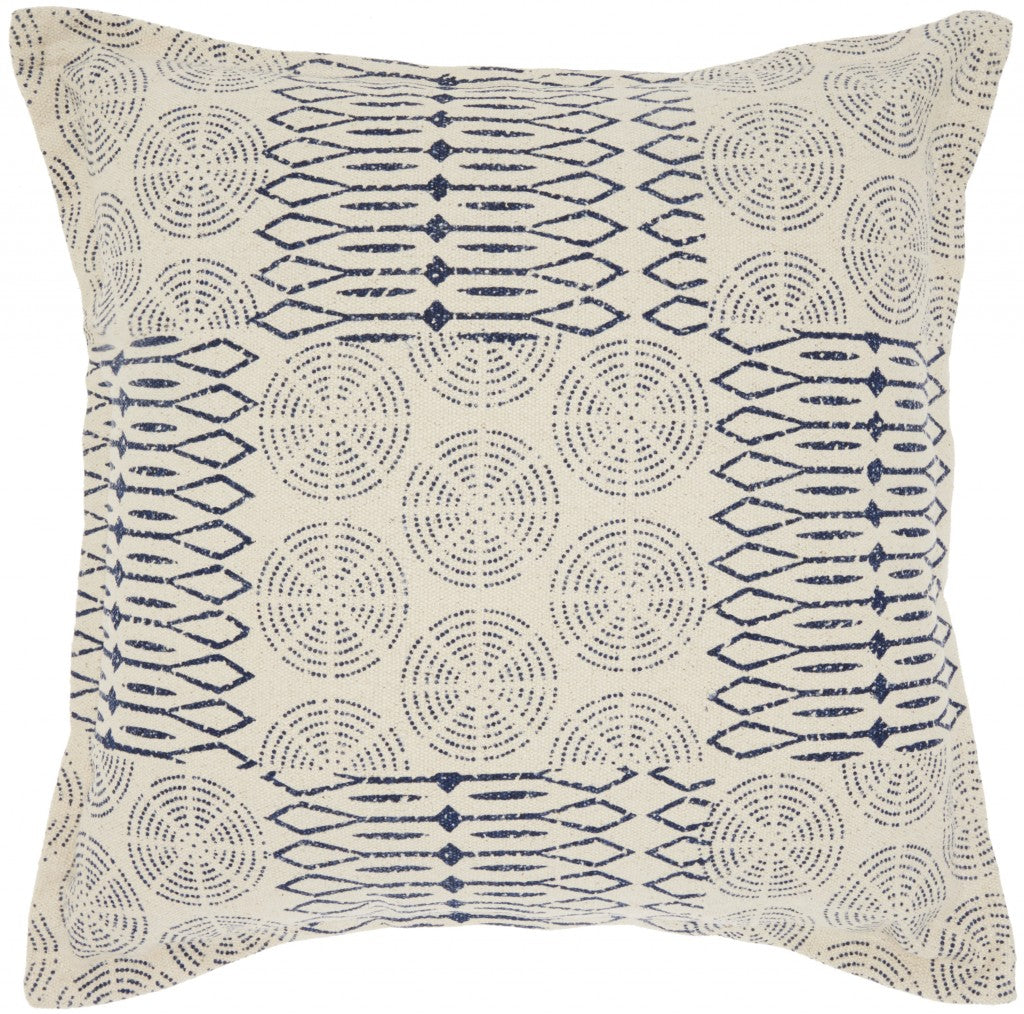 Indigo And Ivory Geometric Throw Pillow - 99fab 