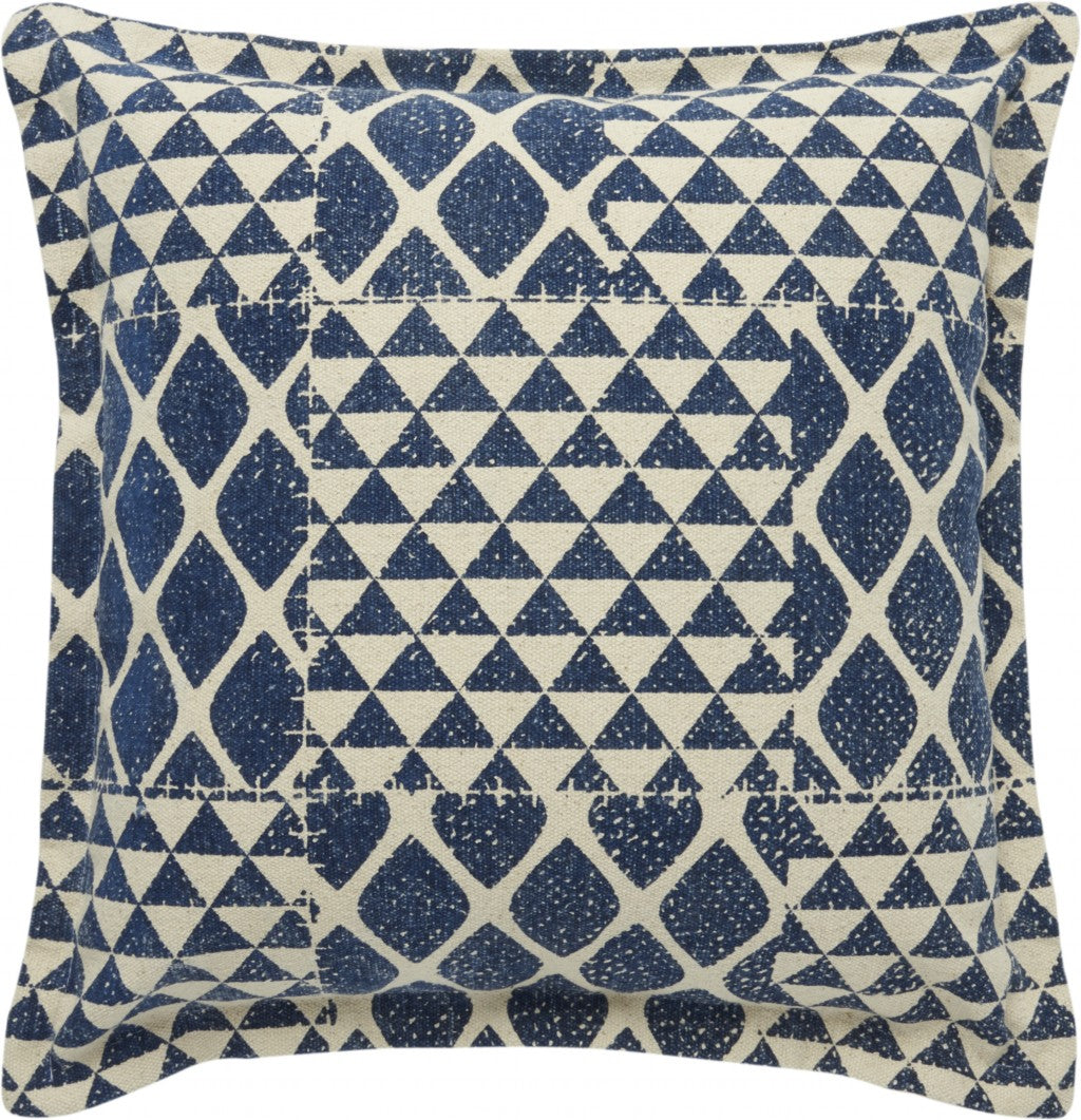 Indigo And Beige Patchwork Throw Pillow - 99fab 