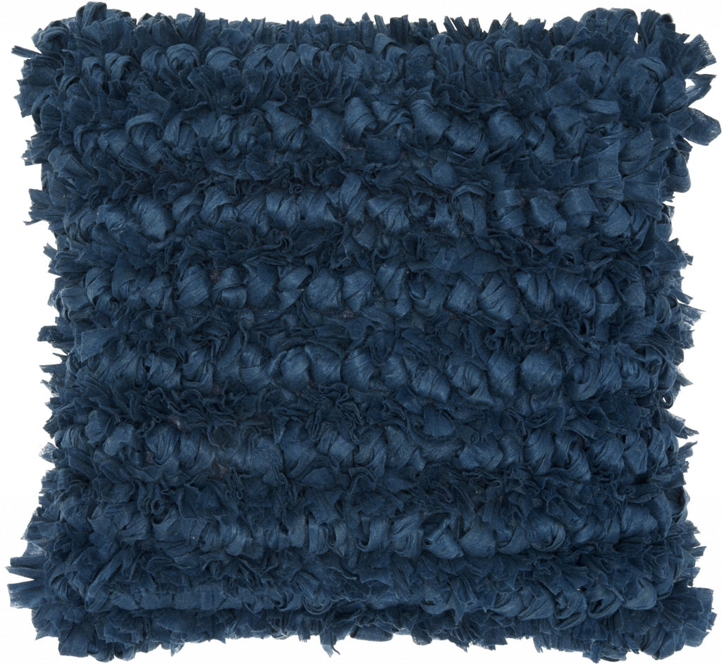 Loose Luscious Shag Dark Blue Throw Pillow - 99fab 