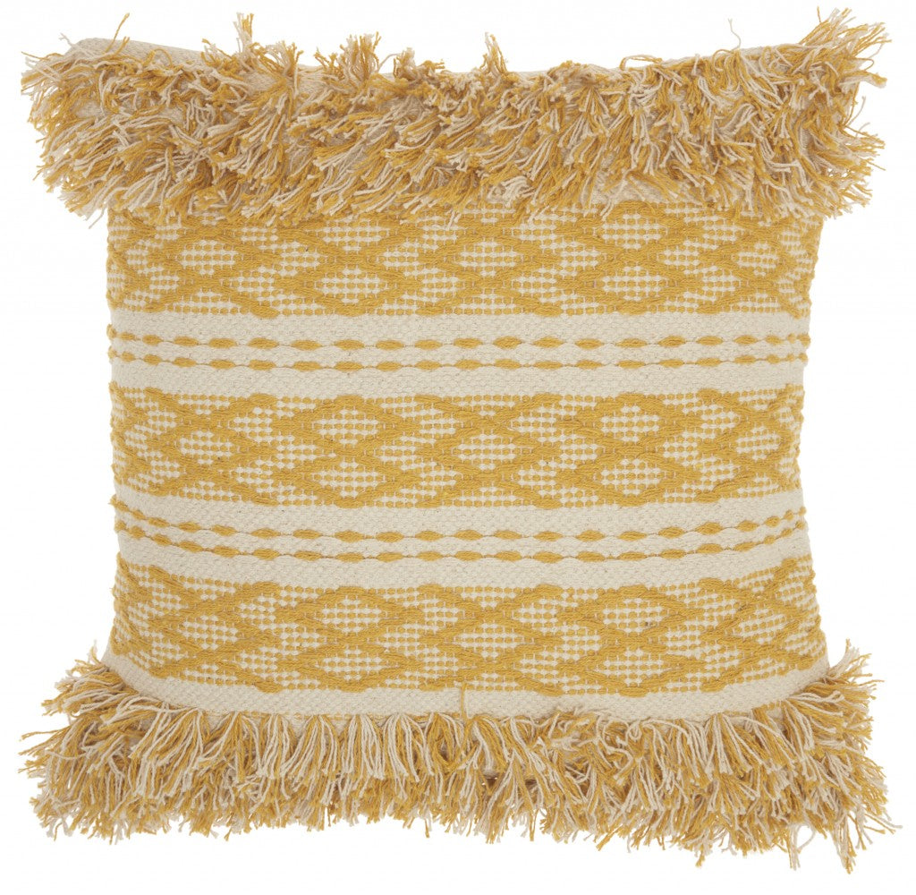 Mustard And Ivory Textured Throw Pillow - 99fab 