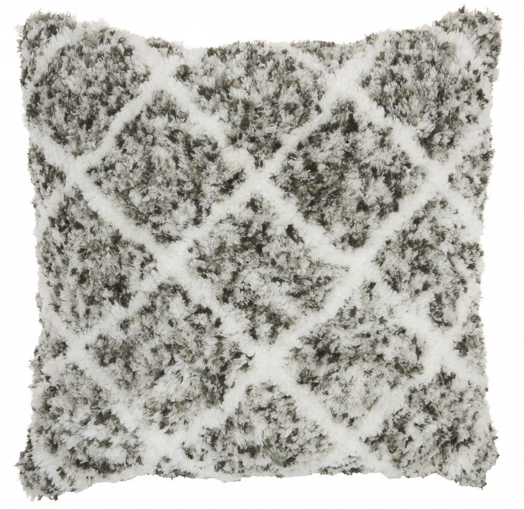 Dark Gray And White Shaggy Chevron Throw Pillow - 99fab 