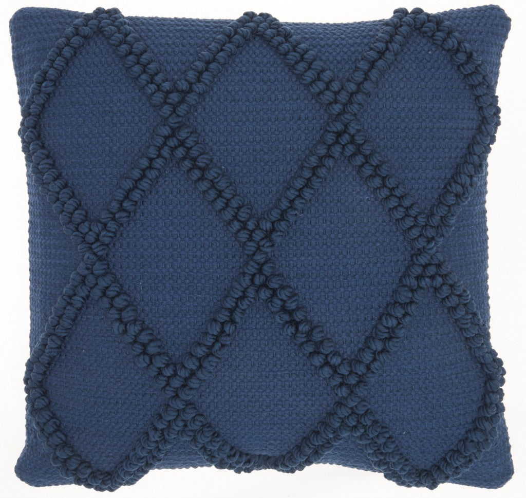 Navy Blue Textured Lattice Throw Pillow - 99fab 