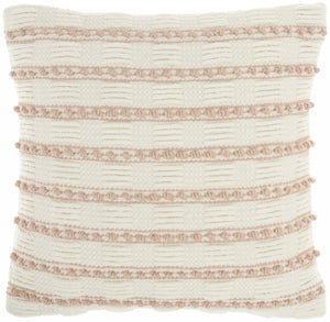 Blush And Ivory Textured Stripes Throw Pillow