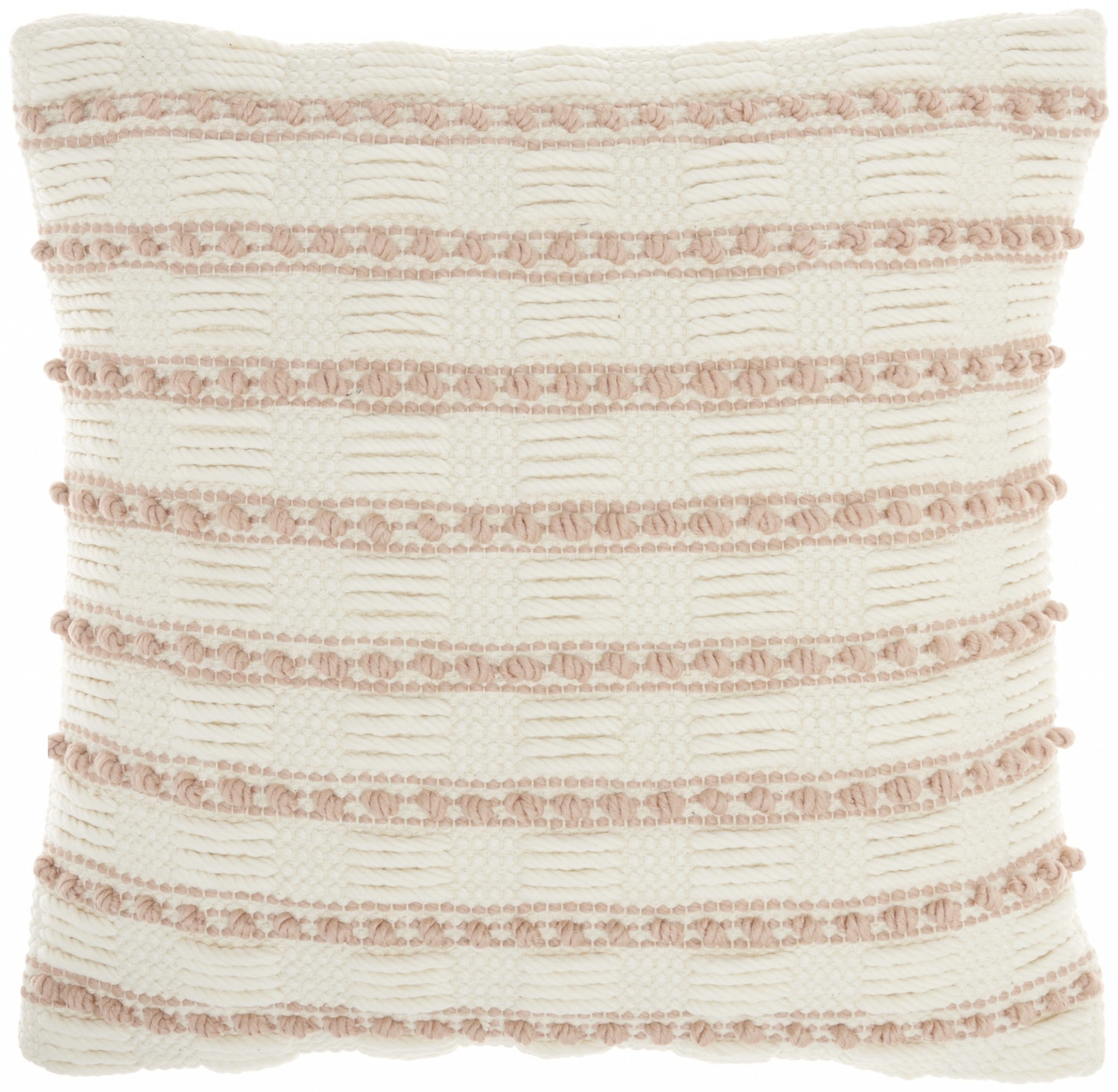 Blush And Ivory Textured Stripes Throw Pillow