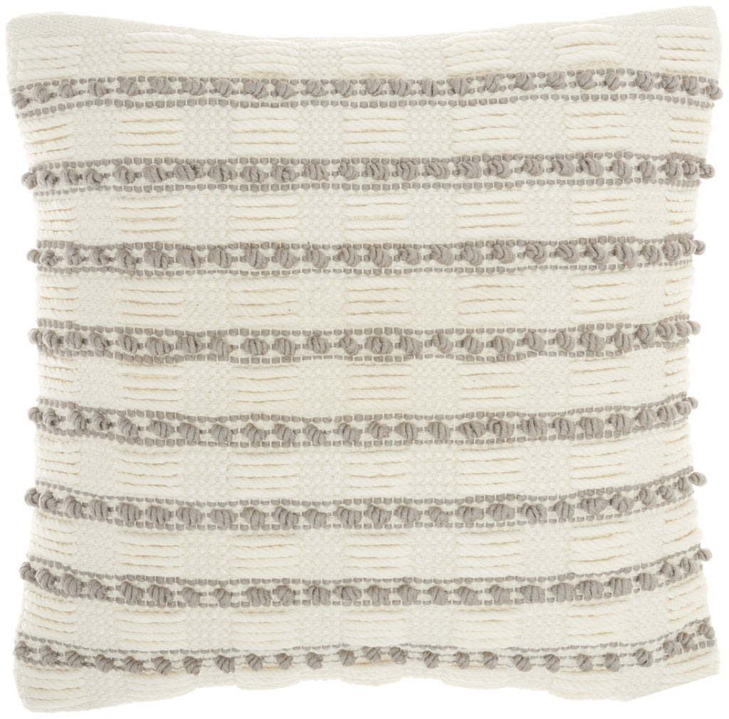 Light Gray And Ivory Textured Stripes Throw Pillow - 99fab 