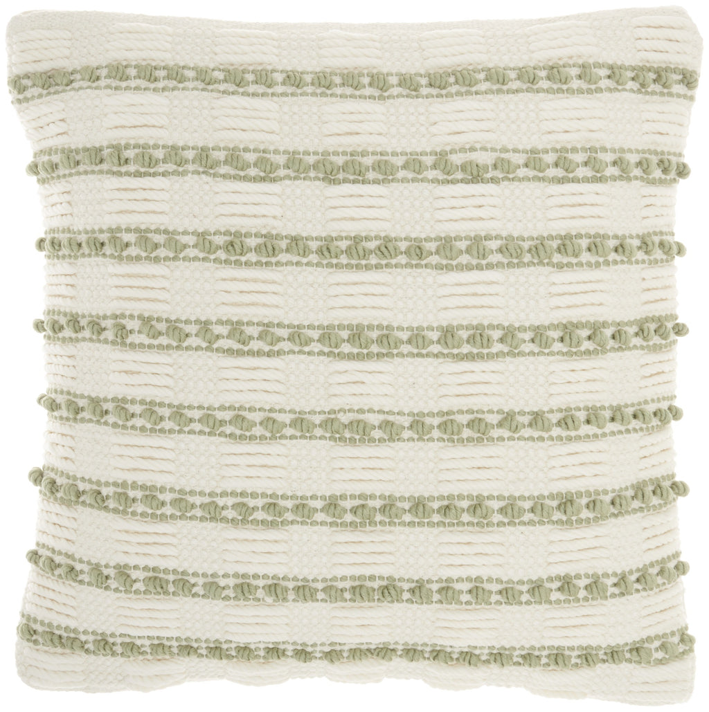 Sage And Ivory Textured Stripes Throw Pillow - 99fab 