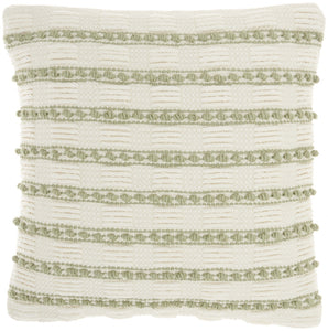 Sage And Ivory Textured Stripes Throw Pillow