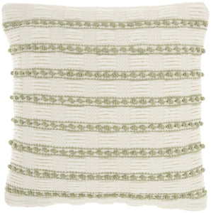 Sage And Ivory Textured Stripes Throw Pillow