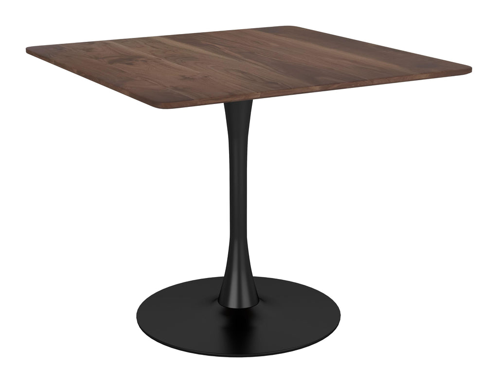 Square Brown and Black Pedestal Dining Table - 99fab 