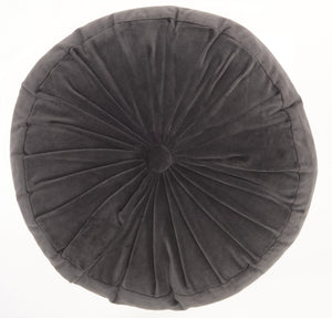 Dark Gray Tufted Round Throw Pillow