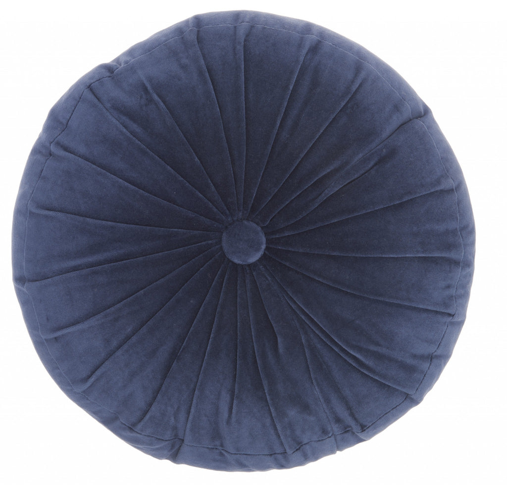 Dark Blue Tufted Round Throw Pillow - 99fab 