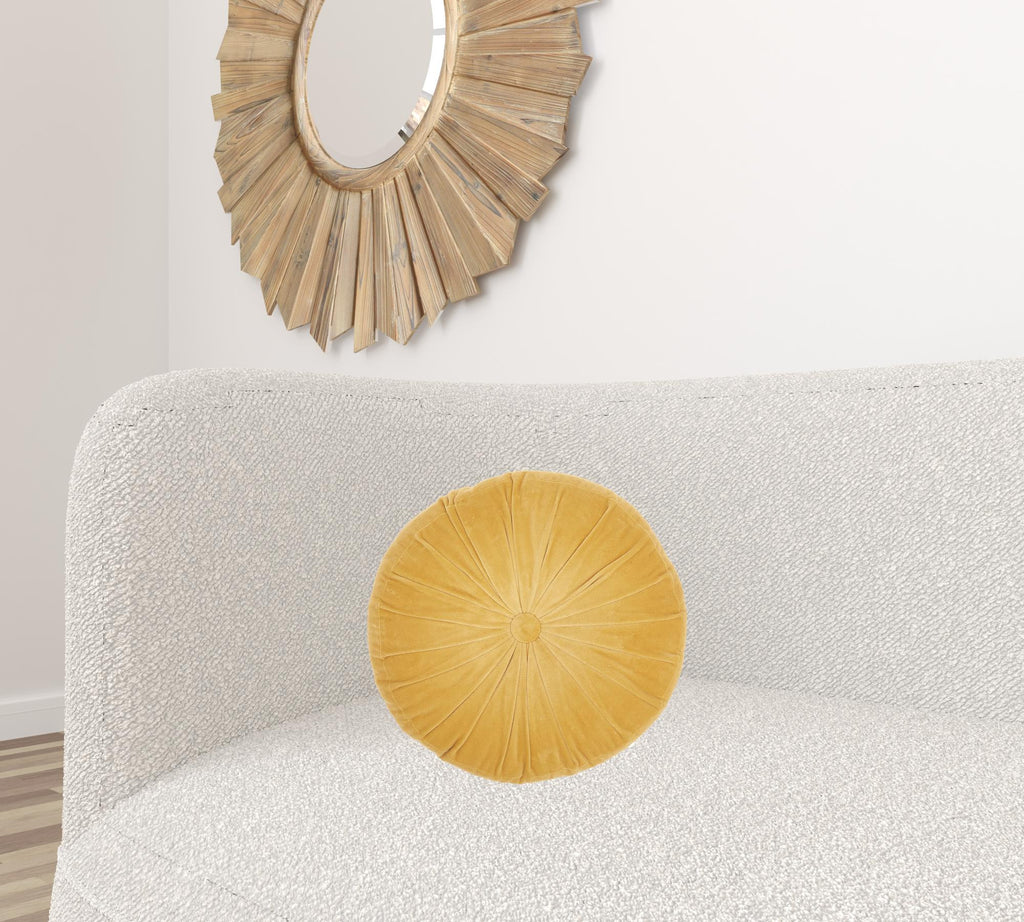 Mustard Tufted Round Throw Pillow - 99fab 