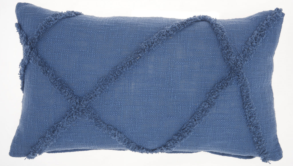 Royal Blue Abstract Shaggy Detail Lumbar Pillow - 99fab 