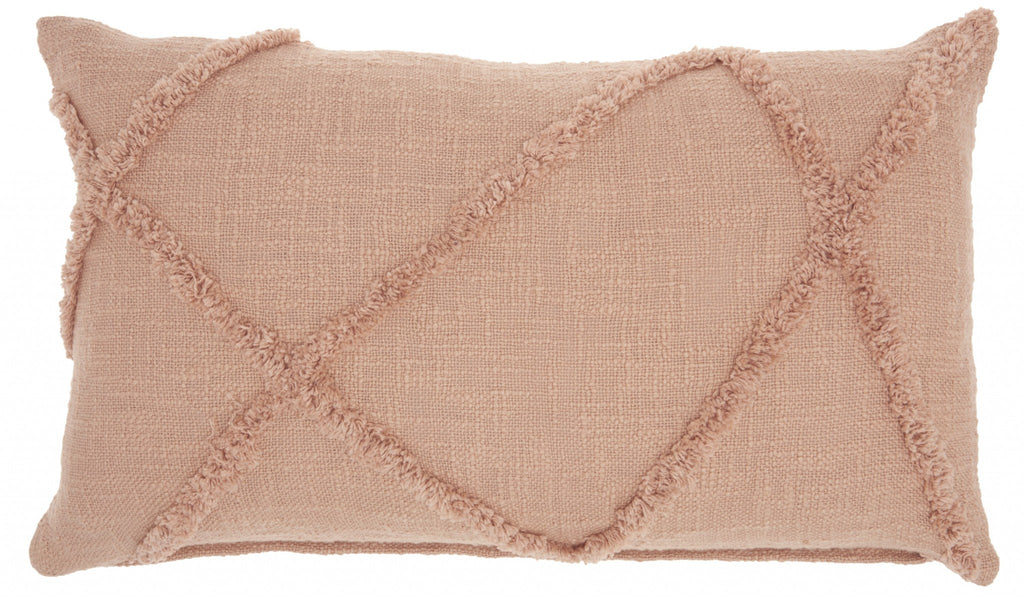 Tea Pink Abstract Shaggy Detail Lumbar Pillow - 99fab 