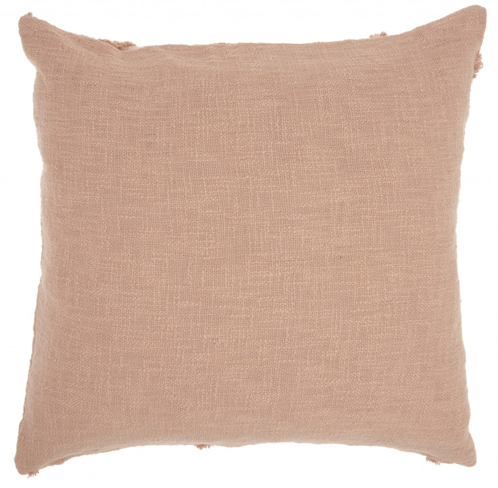 Tea Pink Abstract Shaggy Detail Throw Pillow