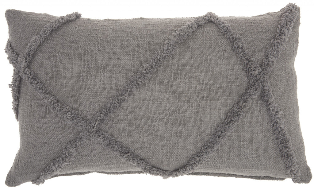 Gray  Abstract Shaggy Detail Lumbar Pillow - 99fab 