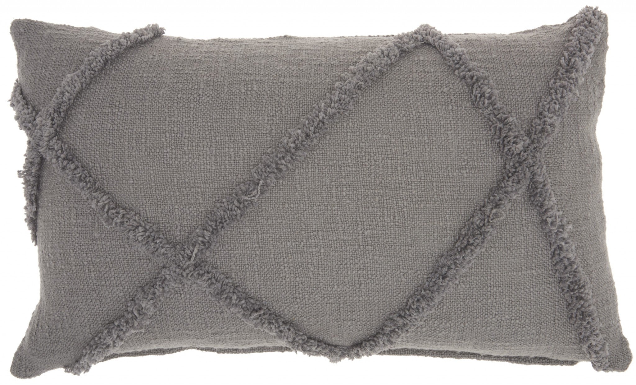 Gray  Abstract Shaggy Detail Lumbar Pillow