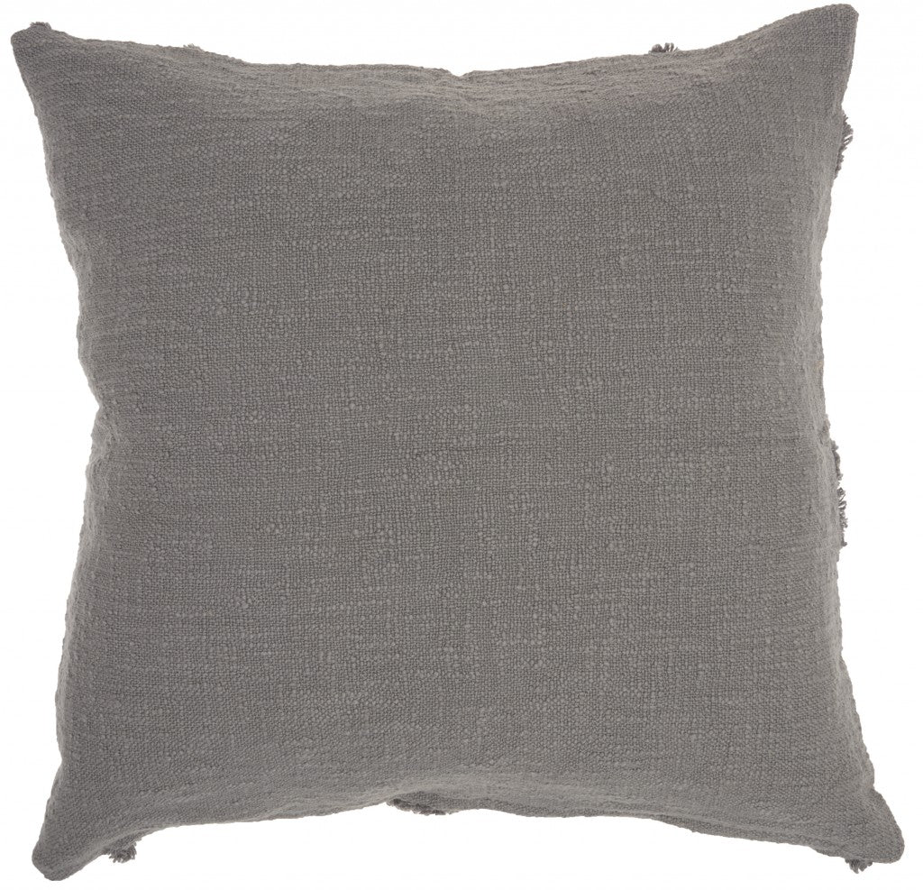 Gray Abstract  Shaggy Detail Throw Pillow - 99fab 