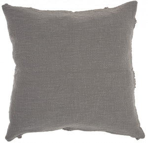 Gray Abstract  Shaggy Detail Throw Pillow