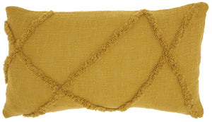 Dark Mustard Abstract  Shaggy Detail Lumbar Pillow