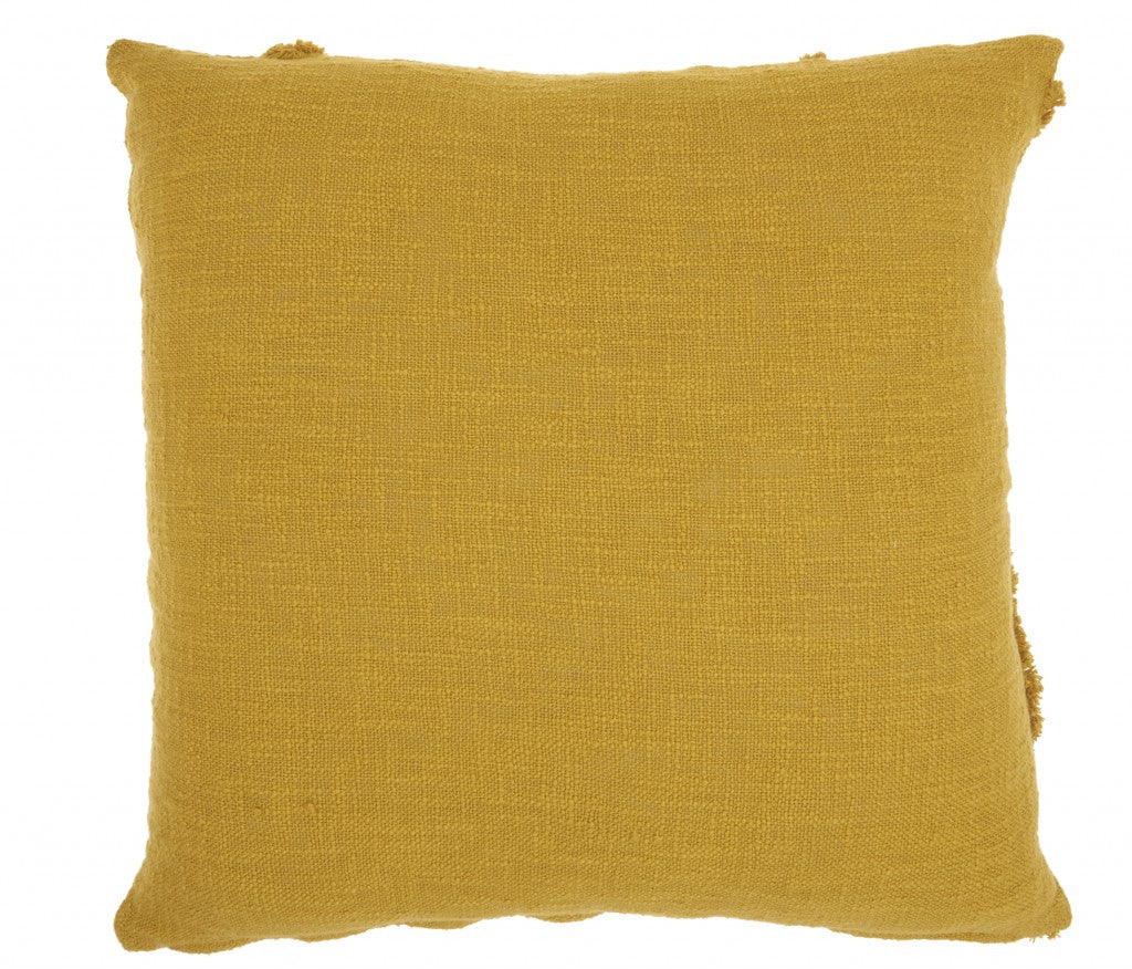 Dark Mustard Abstract  Shaggy Detail Throw Pillow