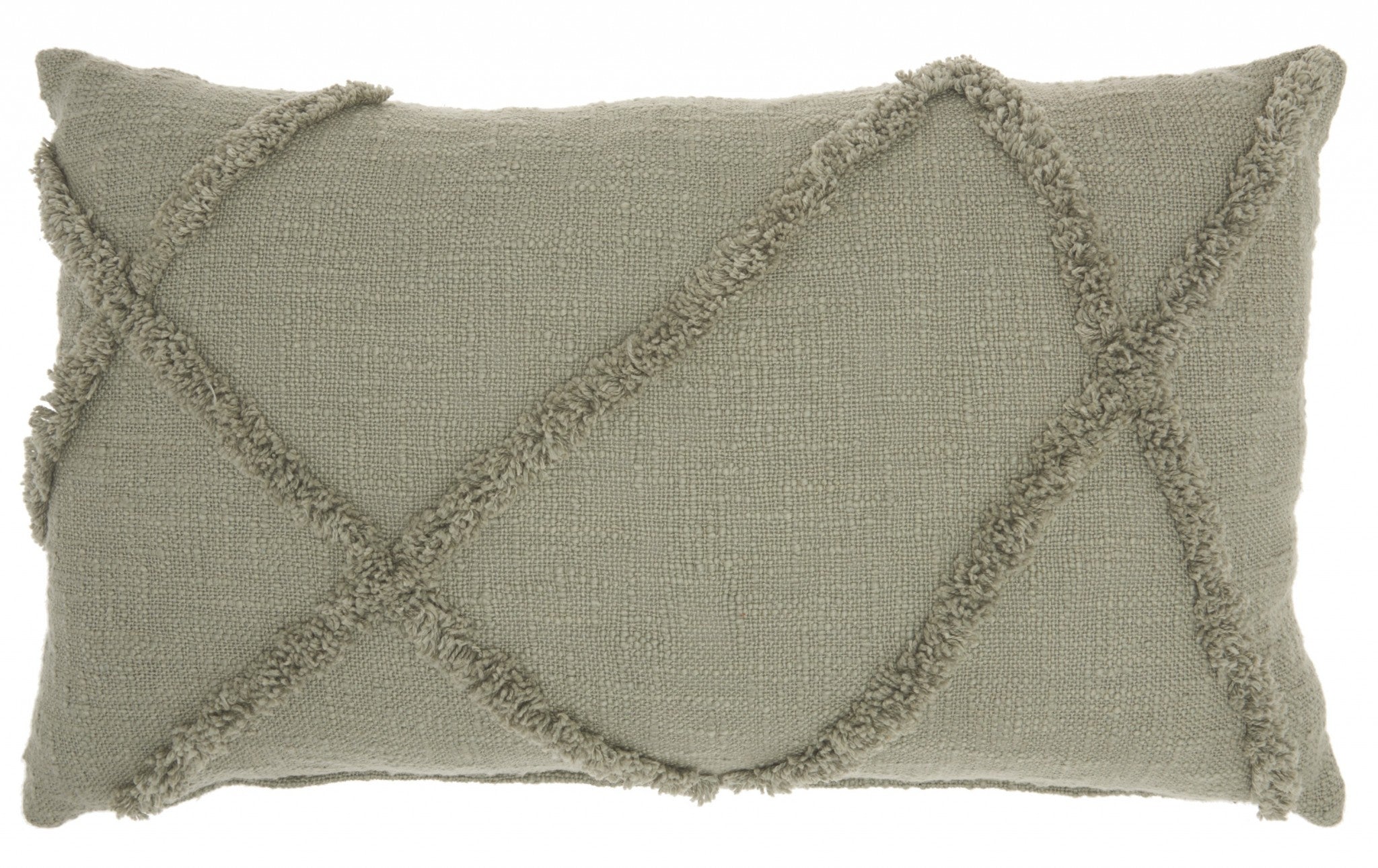 Light Abstract Khaki Green Shaggy Detail Lumbar Pillow