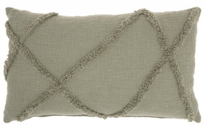 Light Abstract Khaki Green Shaggy Detail Lumbar Pillow