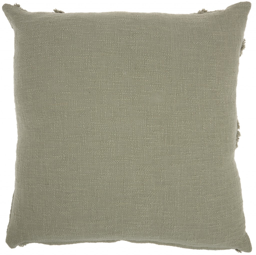 Light Abstract Khaki Green Shaggy Detail Throw Pillow - 99fab 