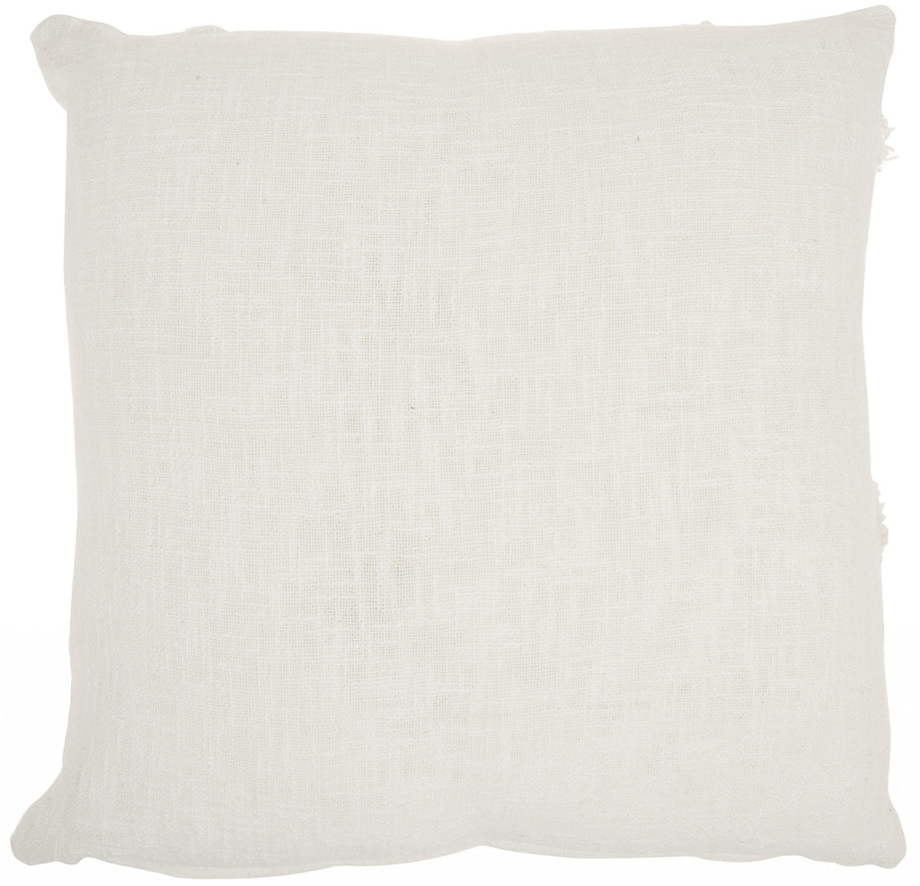 White Abstract  Shaggy Detail Throw Pillow - 99fab 