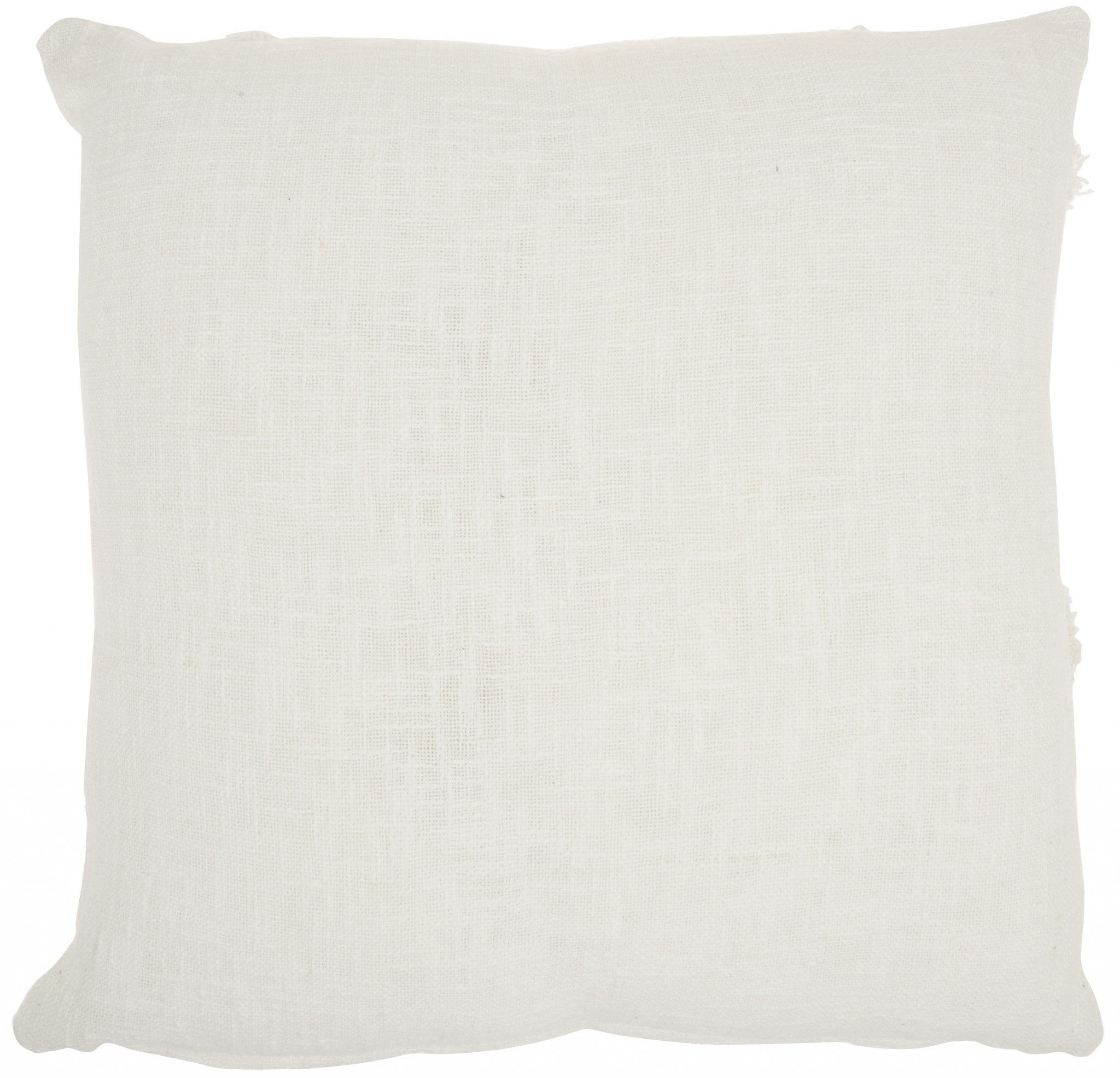 White Abstract  Shaggy Detail Throw Pillow