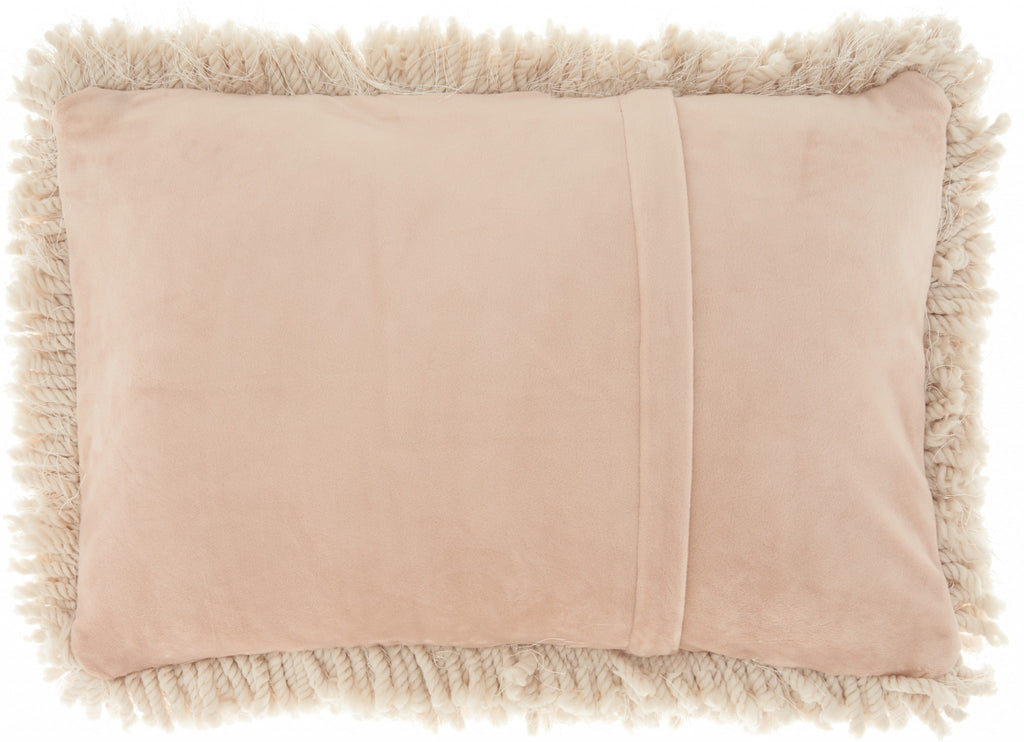 Beige Knubby Plush Lumbar Throw Pillow - 99fab 