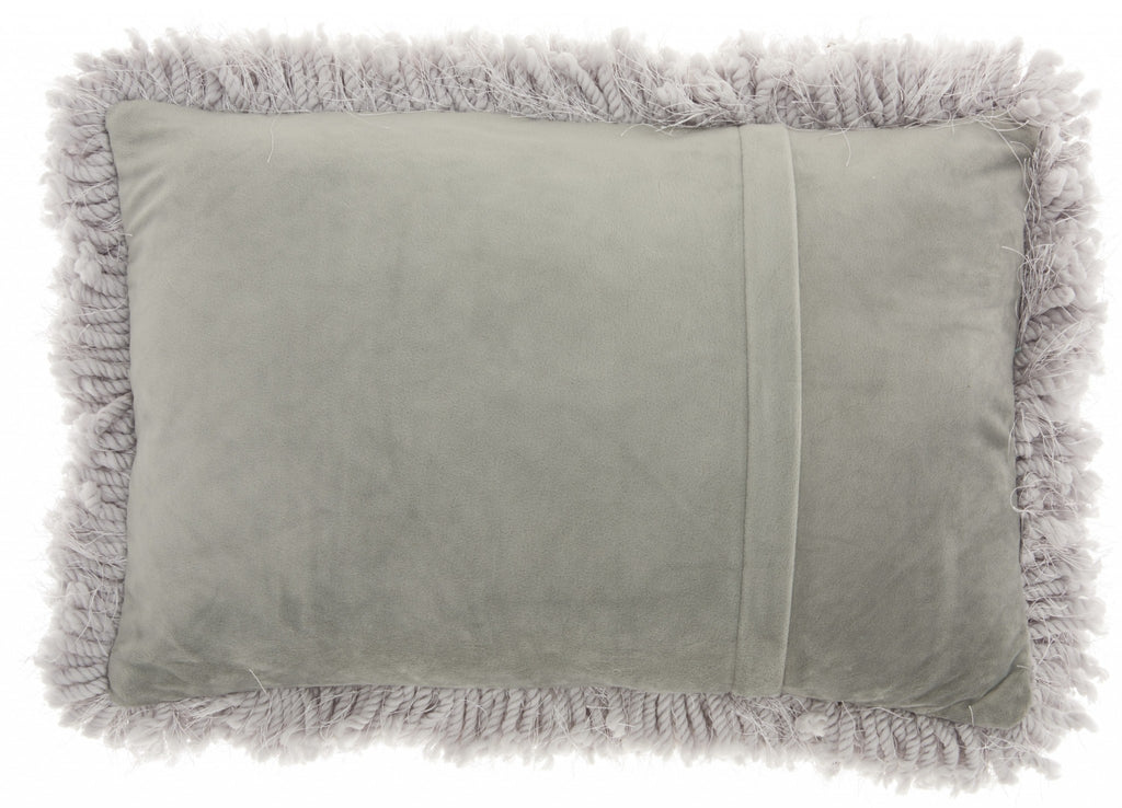 Pale Gray Knubby Plush Lumbar Throw Pillow - 99fab 