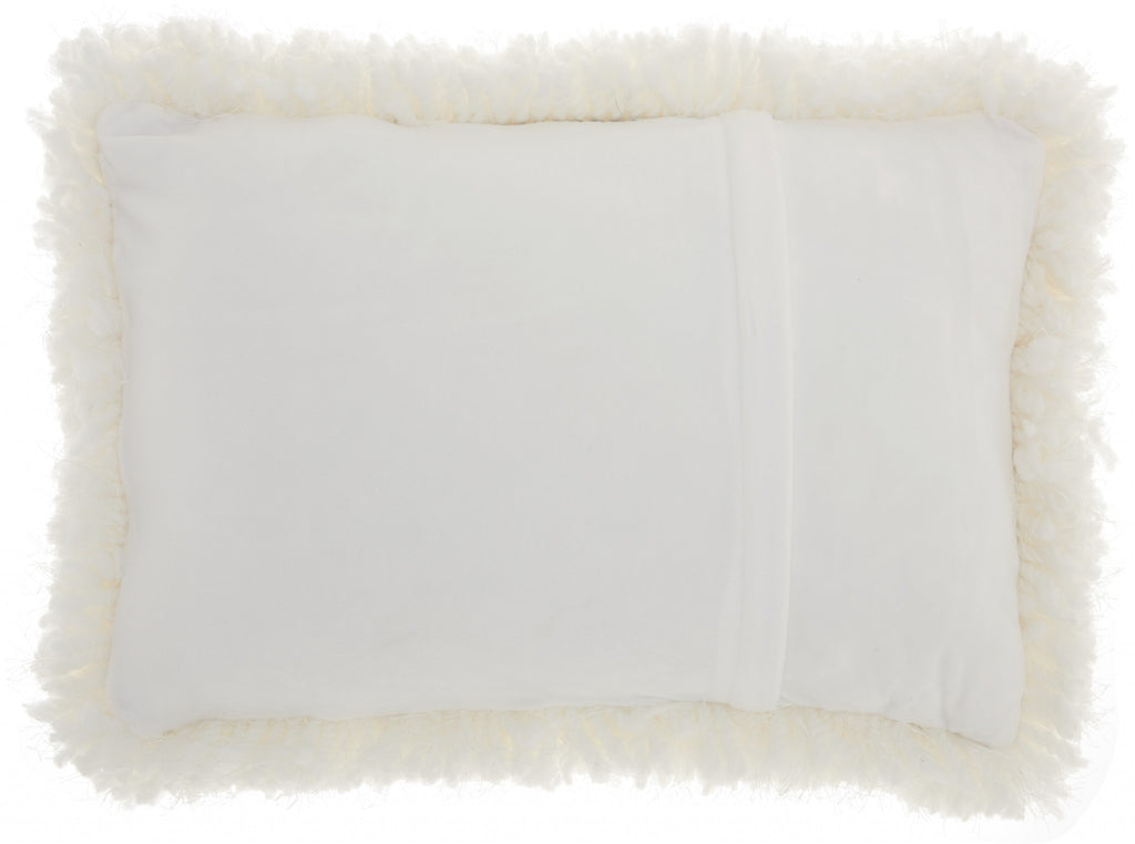 White Knubby Plush Lumbar Throw Pillow - 99fab 