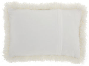 White Knubby Plush Lumbar Throw Pillow