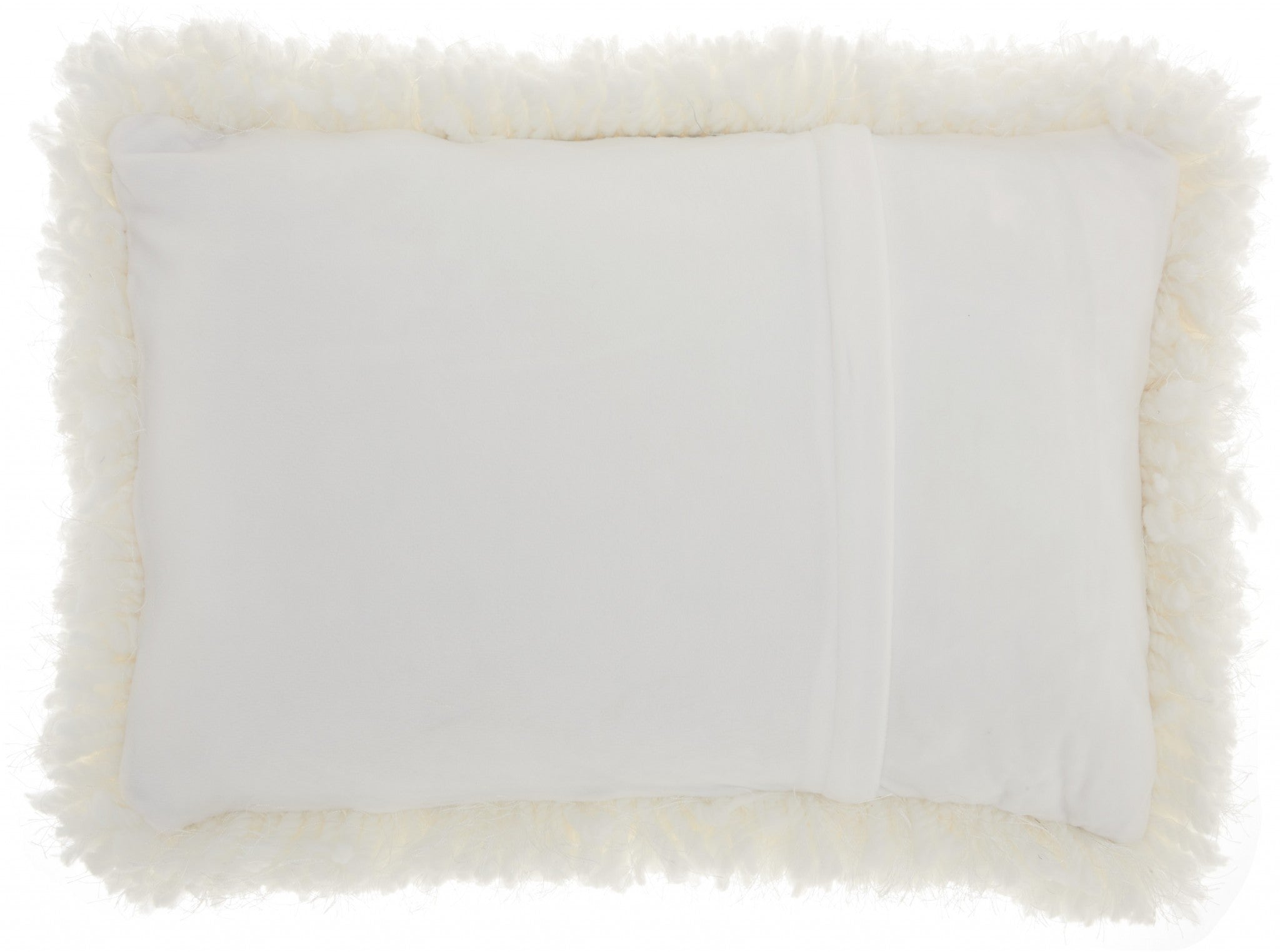 White Knubby Plush Lumbar Throw Pillow