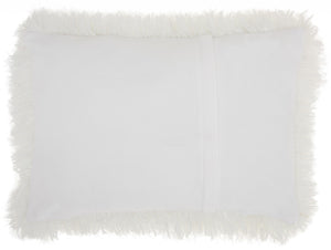 White Super Shaggy  Throw Pillow