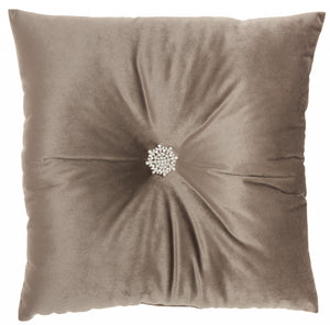 Light Brown Center Beaded Tuft Throw Pillow