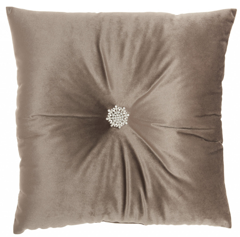 Light Brown Center Beaded Tuft Throw Pillow - 99fab 