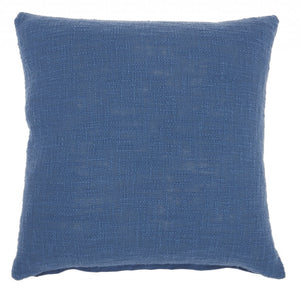 Denim Blue Solid Woven Throw Pillow