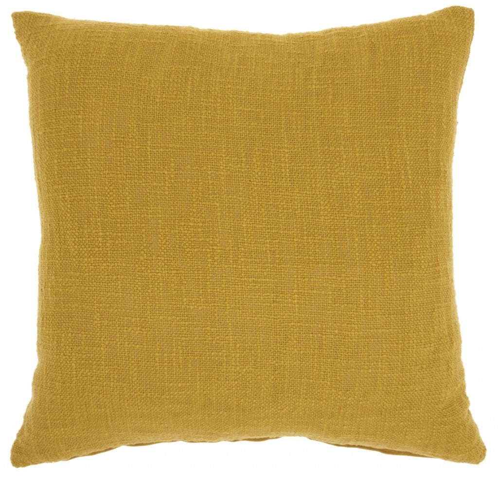 Mustard Solid Woven Throw Pillow - 99fab 