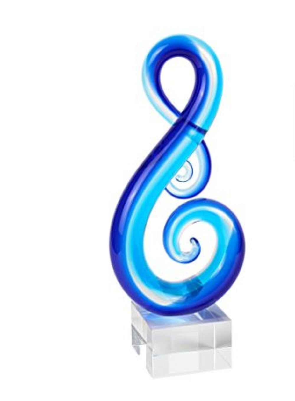 Stylish Light Blue Musical Clef Glass Sculpture - 99fab 