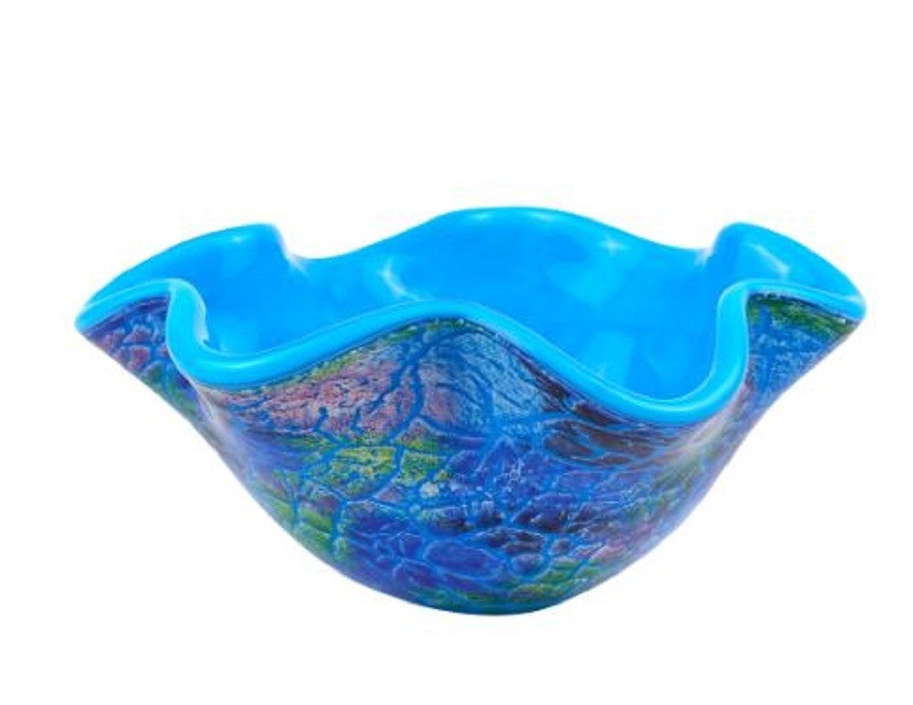 Abstract Multi Color Glass Centerpiece Bowl - 99fab 