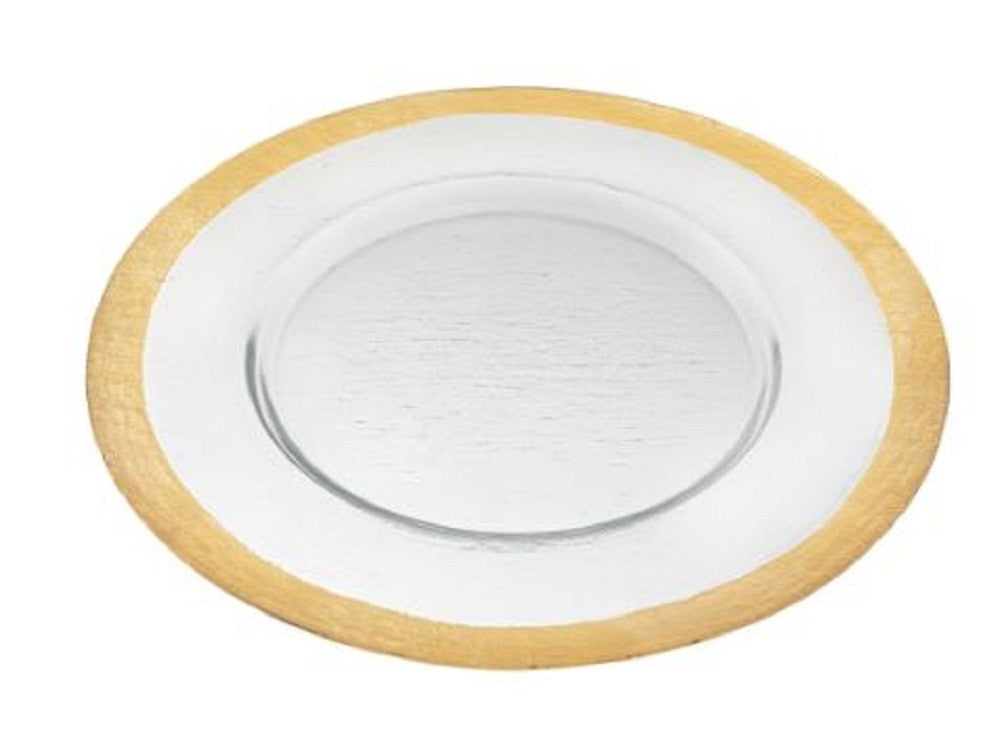 Round Gold Border Glass Charger Plate - 99fab 