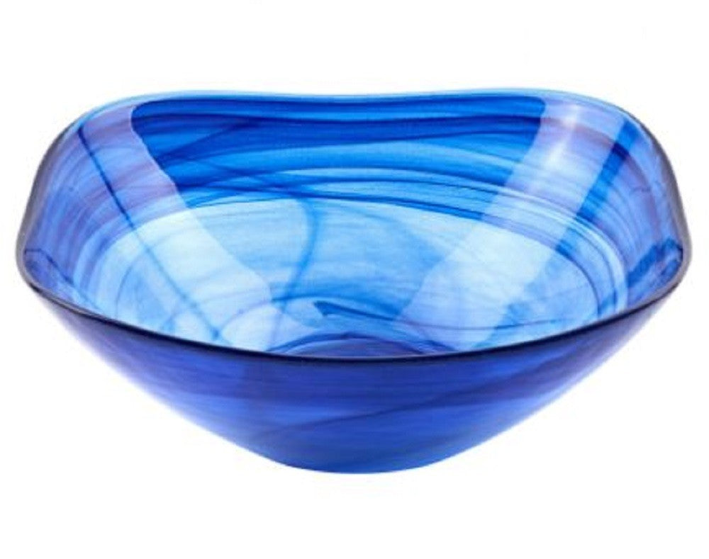 6 Contemporary Soft Square Blue Swirl Glass Bowl Set Of 2 - 99fab 